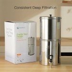 FACHIOO 2.25G Gravity Water Filter System, 304 Stainless Steel Countertop System with 2 Ceramic Filters and Stainless Steel Spigot, Reduce Chlorine, for Home, Camping, RVing, Off-Grid, Emergencies
