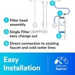 3M Aqua-Pure Under Sink Full Flow Drinking Water Filter System 3MFF100, Sanitary Quick Change, Reduces Particulates, Chlorine Taste and Odor, Cysts, Lead, Select VOCs