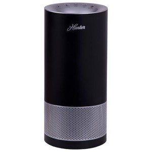 Hunter HP400 Round Air Purifiers for Home, True HEPA Air Purifier Tower for Pets, Odors, Allergens, Smoke, Dust, VOC's. HEPA Air Purifiers for Bedroom and Small Room. Black and Silver