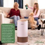 Hunter HP400 Round Air Purifiers for Home, True HEPA Air Purifier Tower for Pets, Odors, Allergens, Smoke, Dust, VOC's. HEPA Air Purifiers for Bedroom and Small Room. Black and Silver