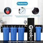 Geekpure 5 Stage Whole House Water Filter System with 2.5 x 20 5 Micron PP Sediment + Carbon Filters and 6 GPM UV