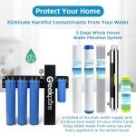 Geekpure 5 Stage Whole House Water Filter System with 2.5 x 20 5 Micron PP Sediment + Carbon Filters and 6 GPM UV
