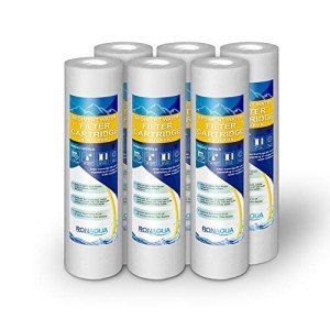 Ronaqua 5 Micron Sediment Water Filter Cartridge 10"x2.5", NSF Certified, 4-Layer Filtration for any 10-inch RO Units & Whole House Systems, Compatible with Culligan P5, AP110, WHKF-GD05, 6 Pack
