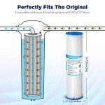 Membrane Solutions 20 Micron Pleated Polyester Sediment Water Filter 10"x2.5" Replacement Cartridge Universal Whole House Pre-Filter Compatible with W50PE, WFPFC3002, SPC-25-1050, FM-50-975 - 4 Pack