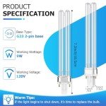 Qualirey 2 Pcs 9W UV Light Bulb Compatible with D200 Air Purifier, Air Purifier Whole House UV Light for R18, R18D R2000 Induct Air Purifier, UVC G23 2 Pin Base HVAC UV Light Bulb Replacement