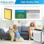 Katerelis Vital 200S Pet Allergy Air Purifier Replacement, with 1 Cleaning Brush, Compatible with LEVOIT Air Purifier Vital 200S, Vital 200S-RF-PA, 3-in-1 Filter, Part No. LRF-V201-YUS (2 PACK)