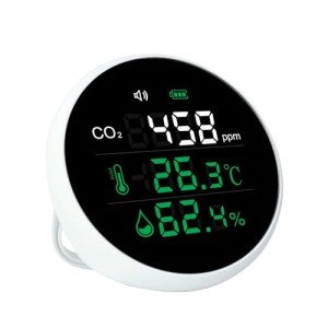 CO2 Monitor WiFi Thermometer Hygrometer Wall Mount Indoor CO2 Sensor Air Quality Meter Temperature Humidity NDIR Indoor Air Quality Monitor for Home with Alarm Funtion 400~5000PPM NDIR Sensor