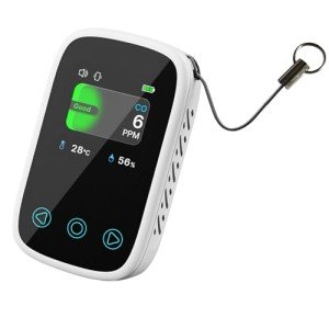 Portable Carbon Monoxide Detectors 3-in-1 Mini Air Quality Monitor with CO Detector, Humidity, Temperature for RVs, Cars, Travel, Camping, Home Use(White)