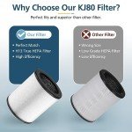 4 Pack KJ80 Replacement Filter, 3-in-1 KJ80 H13 HEPA Filter High Efficiency Air Purifier Filter Replacement for Druiap KJ80 (Not for KJ150 Model Air Purifier), Compared to part# AF3080