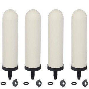 HUINING 4PCS 7-inch Replacement Ceramic Filter Candle with Activated Carbon for Countertop Gravity Water Filter System,Household Water Bucket, Water Cooler Filtration Systems Water Pitcher
