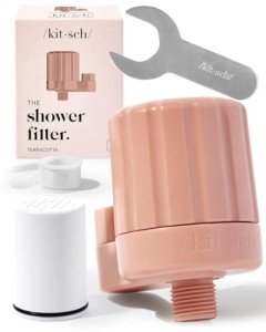Kitsch Shower Head Filter for Hard Water - Water Softener for Shower, Hardwater Filter for Showerhead, Improves Hair,Nails & Skin, Removes Chlorine, Heavy Metals & Other Harmful Substance -Terracotta