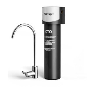 Vortopt Under Sink Water Filter System - NSF/ANSI 42 Certified Water Purifier, 19000 Galloons Large Flow Flux, Reduces PFAS, PFOA/PFOS, Chlorine, Bad Odors, with 304 Stainless Steel Faucet, Q6-C2