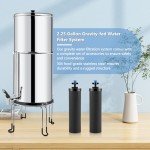 2.25 Gallon Gravity-fed Water Filter System by Fetechmate, 304 Stainless Steel Ultra-Filtration Gravity Water Filter System Bundle with Water Filter, Metal Water View Spigot and Detachable Stand