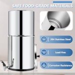 2.25 Gallon Gravity-fed Water Filter System by Fetechmate, 304 Stainless Steel Ultra-Filtration Gravity Water Filter System Bundle with Water Filter, Metal Water View Spigot and Detachable Stand