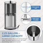 2.25 Gallon Gravity-fed Water Filter System by Fetechmate, 304 Stainless Steel Ultra-Filtration Gravity Water Filter System Bundle with Water Filter, Metal Water View Spigot and Detachable Stand