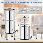 2.25 Gallon Gravity-fed Water Filter System by Fetechmate, 304 Stainless Steel Ultra-Filtration Gravity Water Filter System Bundle with Water Filter, Metal Water View Spigot and Detachable Stand