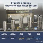 Frizzlife G210 Gravity-Fed Water Filter System, NSF Certified Element Reduces 99% Chlorine, Bad Taste & Odor, 10+ Impurities, 304 Stainless Steel Countertop System for Home, Emergency, 2.25G