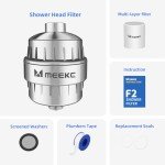 MYWER F2 Shower Filter Head for Hard Water - Premium Filtered Shower Head - Removes 99.99% Chlorine, 100% No Leaks and High Output - Shower Water Filter - Bathroom Shower Filter