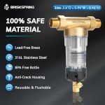 BriskSpring Spin Down Sediment Filters With Scraper, Well Water Filter System for House, Reusable Whole House Water Filter for Well Water, 300 Micron, 1" MNPT + 3/4" FNPT + 3/4"MNPT, BPA Free