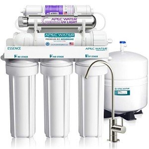 APEC Water Systems ROES-PHUV75 Essence Series Top Tier Alkaline Mineral and Ultra-Violet UV Sterilizer 75 GPD 7-Stage Ultra Safe Reverse Osmosis Drinking Water Filter System