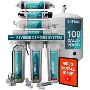 NU Aqua 7-Stage UV & Alkaline Under Sink Reverse Osmosis Water Filter System - 100 GPD RO Filtration & Remineralization - Faucet & Tank - PPM Meter - 100GPD Undersink - Home Kitchen Drinking Purifier