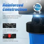 iSpring WGB21B 2-Stage Whole House Water Filtration System with 3/4 inch Push-Fit Braided Stainless Steel Hose Connectors and Ball Valve