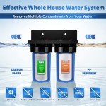 iSpring WGB21B 2-Stage Whole House Water Filtration System with 3/4 inch Push-Fit Braided Stainless Steel Hose Connectors and Ball Valve