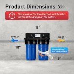 iSpring WGB21B 2-Stage Whole House Water Filtration System with 3/4 inch Push-Fit Braided Stainless Steel Hose Connectors and Ball Valve