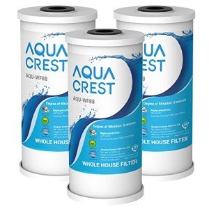 AQUA CREST FXHTC Water Filter Whole House Water Filter, Well Water Filter Replacement for GE® FXHTC, GXWH40L, American Plumber W10-PR, Culligan® RFC-BBSA, W10-BC, Carbon Filters, 5 Micron, Pack of 3