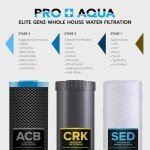 PRO+AQUA Elite Series GEN2 PRO-100-E 3-Stage Whole House Water Filtration System for City & Well Water with Pressure Gauges | Reduces Contaminants, Sediment, Chemicals, Heavy Metals, with 1” Ports