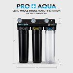 PRO+AQUA Elite Series GEN2 PRO-100-E 3-Stage Whole House Water Filtration System for City & Well Water with Pressure Gauges | Reduces Contaminants, Sediment, Chemicals, Heavy Metals, with 1” Ports