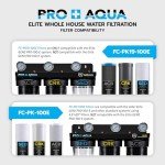 PRO+AQUA Elite Series GEN2 PRO-100-E 3-Stage Whole House Water Filtration System for City & Well Water with Pressure Gauges | Reduces Contaminants, Sediment, Chemicals, Heavy Metals, with 1” Ports