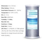 10-Inch Whole House Carbon Block Water Filter -4.5" x 10"-5 Micron- Pack 4