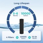 1 Micron 10"x2.5" Whole House Water Filter, CTO Carbon Water Filter Replacement for iSpring FC15, Pentek EP-10, Whirlpool WHKF-WHWC, 4 Pack