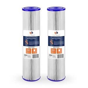 Aquaboon Whole House Water Filter Replacement Cartridge - 1 Micron 20"x4.5" Water Filter Pleated Sediment Filter - Well Water Filter for Sediment Filtration Compatible With Pentair ECP5-20BB, 2 Pack