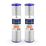 Aquaboon Whole House Water Filter Replacement Cartridge - 1 Micron 20"x4.5" Water Filter Pleated Sediment Filter - Well Water Filter for Sediment Filtration Compatible With Pentair ECP5-20BB, 2 Pack