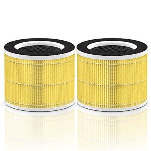 HSIAMEN RP-AP088-F1 Compatible with RENPHO Air Purifier Replacement Filter RP-AP088W RP-AP088 RP-AP088B, 5-Stage H13 True HEPA Filters w/Activated Carbon Filtration for Pet Allergy, Yellow 2-Pack