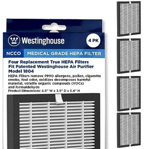 Westinghouse Air Purifier True HEPA Filter Replacement Compatible with 1804 Model (Set of 4)