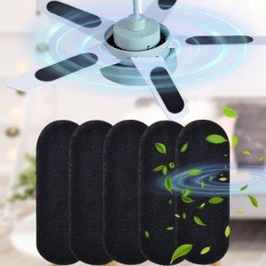 5 Pack Ceiling Fan Filter for Blades, Universal Strong Adhesive Activated Carbon Air Filter, Coconut Carbon Fan Air Purifier Pads for Home,Bedroom Kitchen,Office, Ceiling Fan Air Filter Accessories