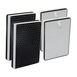 PUREBURG H5P3 Replacement Filters Compatible with NUWAVE Oxypure 47401 47402 Portable Air Purifier,2-Pack(4 Filters) H13 HEPA 3-Stage Filtration Activated Carbon 2-in-1