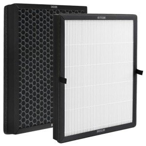 Aiskaer True HEPA Filter Replacement Compatible with LUNINO E-200 Air Cleaner Purifier for Home and Bedroom,3-in-1 Filtration System,2 Pack