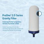 ProOne Traveler+ Stainless-Steel Gravity Water-Filter System, 2.25-Gallon Water Capacity, Countertop Water Dispenser for Home and Travel with Two 7-Inch Filter and Wire Stand