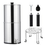 2.25G Gravity Water Filter System, with 2 Black Carbon Filters and Stand, Chlorine and Lead Reduction, for Home, Camping, RVing, Emergencies