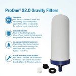 ProOne Big+ Stainless-Steel Gravity Water Filter System, 3-Gallon Water Capacity, Countertop Water Dispenser for Home, Camping, and Travel w/ (3) 9-inch Filters & Wire Stand