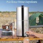 2.25G Gravity Water Filter System, with 2 Black Carbon Filters and Stand, Chlorine and Lead Reduction, for Home, Camping, RVing, Emergencies