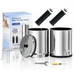Purewell Gravity-Fed Water Filter System, 1.5 Gallon Stainless Steel Countertop Filtration System with 2 Black Purification Elements and Metal Spigot for Home and Outdoor Use（with Stand）