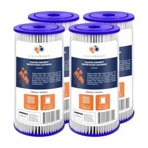 Aquaboon 5 Micron Pleated Sediment Water Filter 10 x 4.5 Cartridge - Whole House Water Filter Replacement - Whole House Water Filters Cartridges Compatible with Well Filters FXHSC, R50-BBSA, 4-Pack