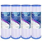 PUREPLUS 5 Micron 10"x2.5" Whole House Pleated Sediment Filter for Well Water, Replacement Cartridge for Universal 10 inch RO System, W50PE, WFPFC3002, SPC-25-1050, FM-50-975, 801-50, WB-50W, 4Pack