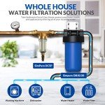 SimPure 100/500 Micron Spin Down Sediment Filter, Reusable Whole House Sediment Water Filter, Pre-Filtration System for City/Well water, 1" MNPT + 3/4" FNPT + 3/4"MNPT, BPA Free