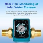 BriskSpring Automatic Cleaning Filter Screen, Spin Down Sediment Water Filter, 1" MNPT + 3/4" FNPT, 300 Micron Reusable Whole House Water Filter System for Well Water with Built-in Housing Scraper